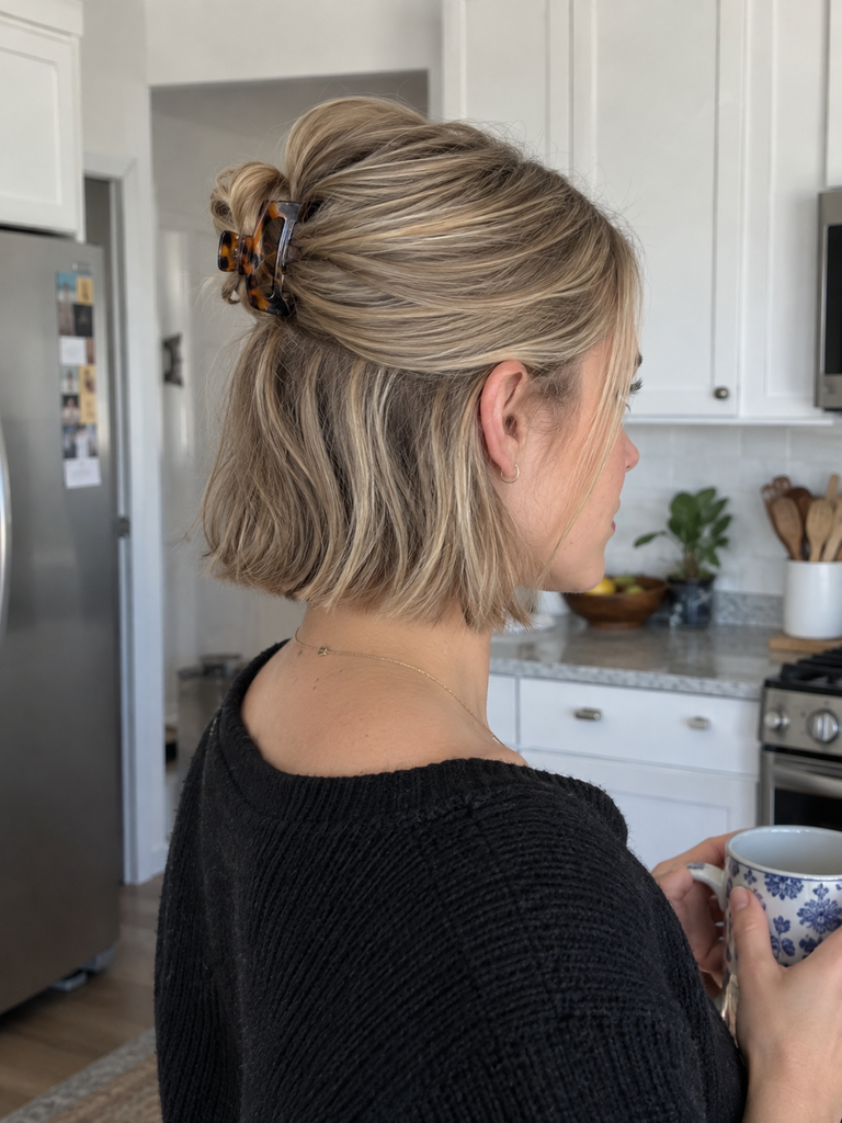 16 Short Half-Up Half-Down Hairstyles That Hold on a Bob