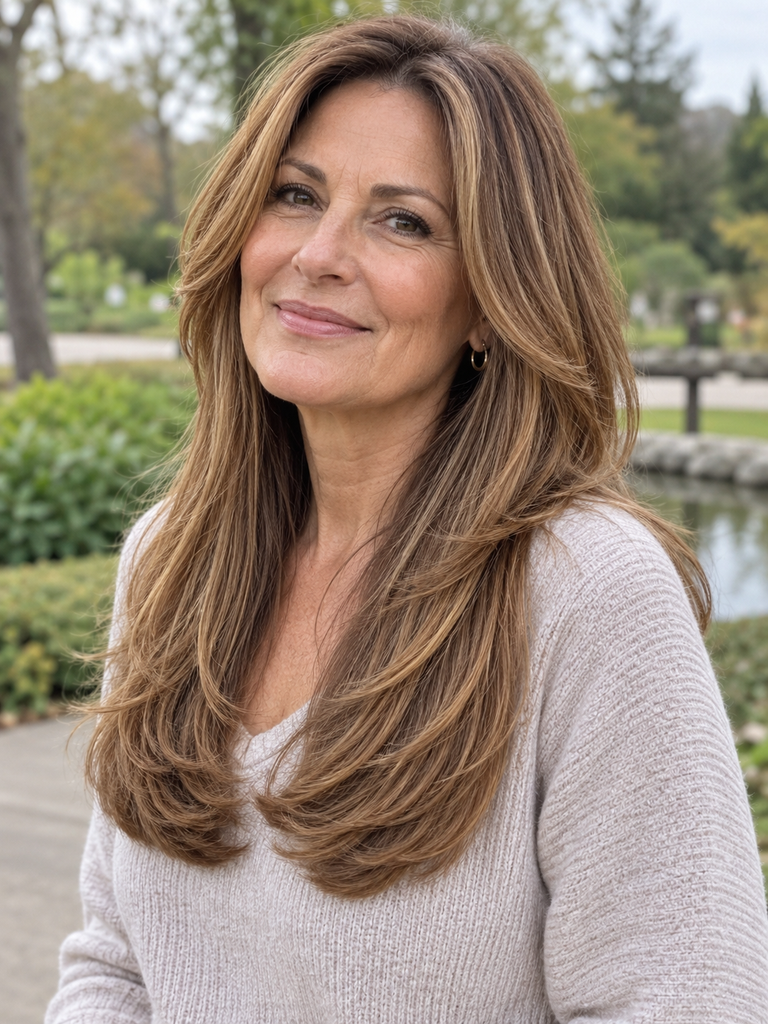 18 Long Layered Hairstyles for Women Over 50 to Try Now